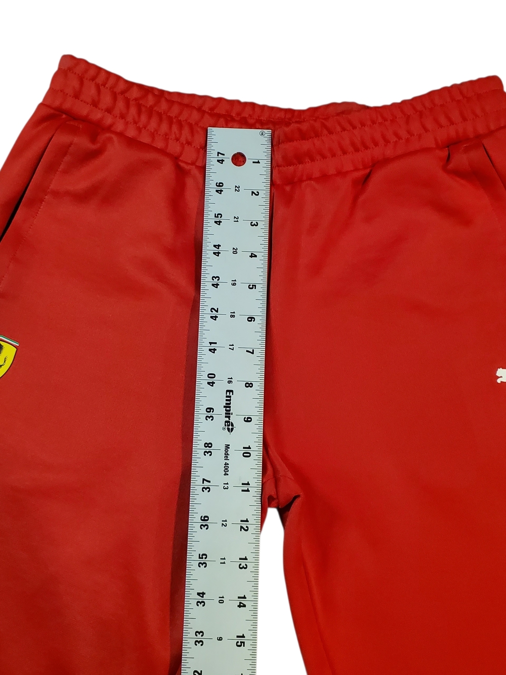 Puma X Ferrari Red Track Pants Mens Size Medium Black and White Panels - Picture 9 of 13